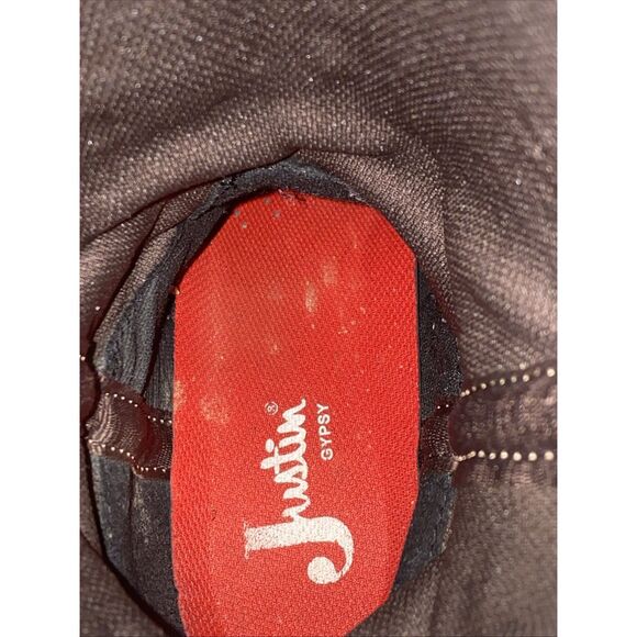 Womens 9 B Justin Cowboy Boots Gypsy L2900 Brown Turquoise Leather Cowgirl - Picture 5 of 9